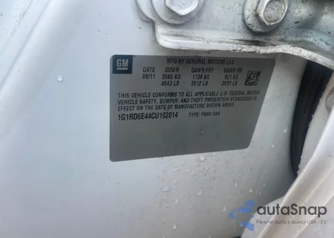 2012 Chevrolet Volt из США, поврежденный, VIN 1G1RD6E44CU102014